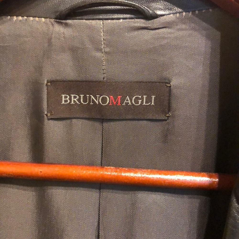 Bruno Magli Black Leather Sports Coat